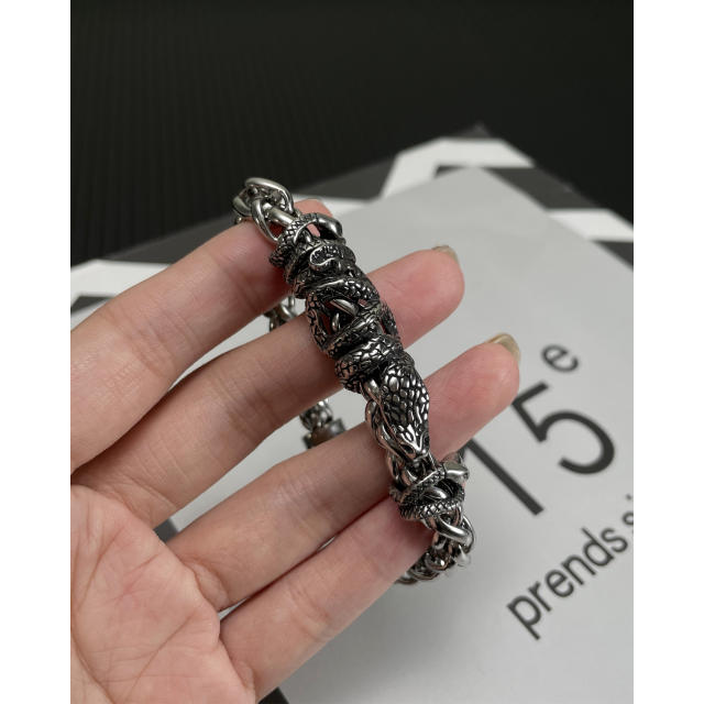 Hiphop snake stainless steel chain bracelet for men