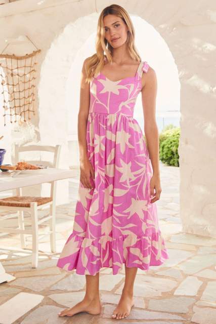 Summer pattern backless maxi beach dress