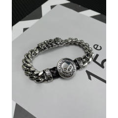 Hiphop skull head cuban chain stainless steel bracelet for men