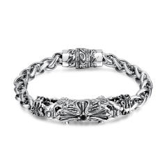 Hiphop vintage dragon stainless steel chain bracelet for men