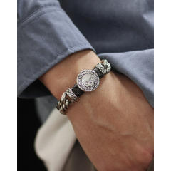 Hiphop skull head cuban chain stainless steel bracelet for men