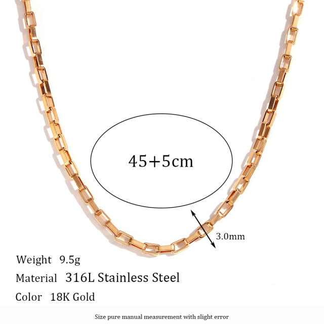 Basic gold color stainless steel chain necklace