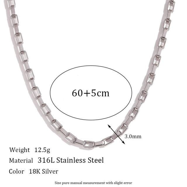 Basic silver color stainless steel chain necklace