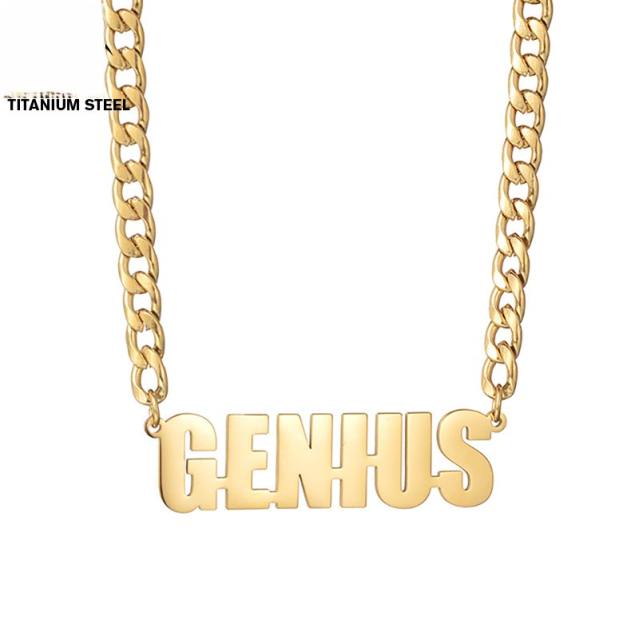 Stainless steel hiphop cuban chain nameplate necklace for men