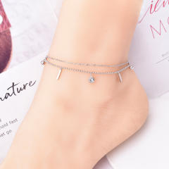 Delicate two layer stainless steel anklet