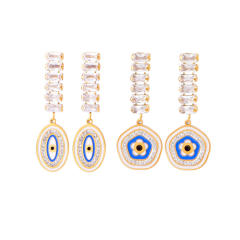 Delicate diamond evil eye stainless steel earrings