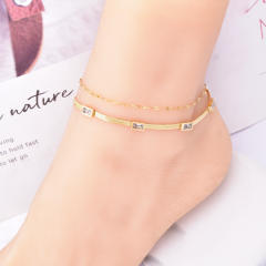 Delicate two layer stainless steel anklet