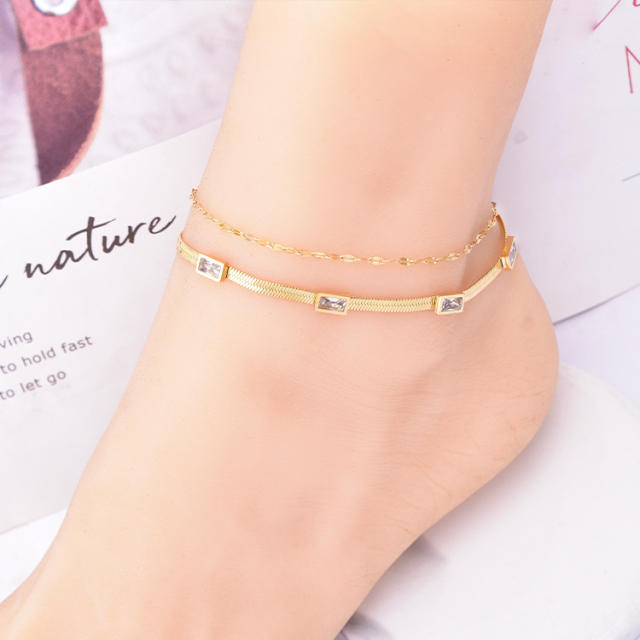 Delicate two layer stainless steel anklet