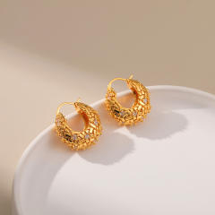 Chunky 18KG copper cubic zircon huggie earrings