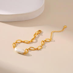 Vintage baroque pearl 18KG copper chain bracelet