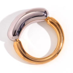 Concise chunky stainless steel rings