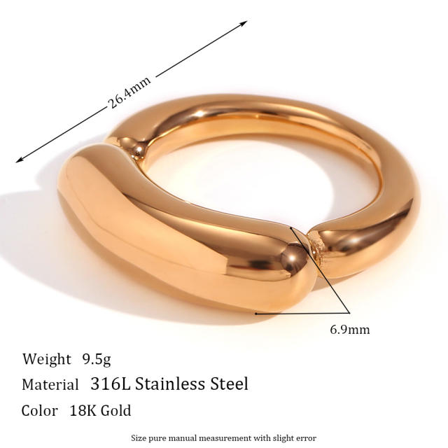 Concise chunky stainless steel rings