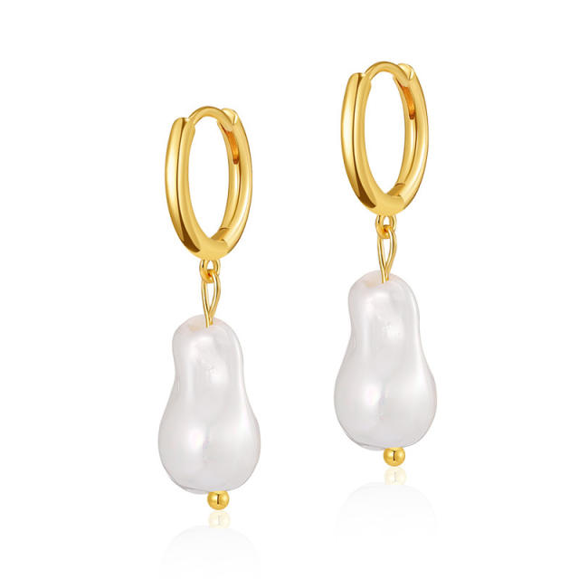 Baroque pearl 18KG copper earrings