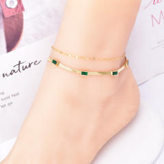 Delicate two layer stainless steel anklet