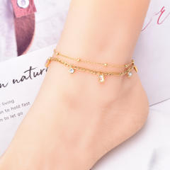 Delicate two layer stainless steel anklet