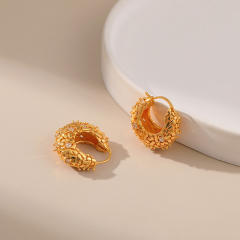 Chunky 18KG copper cubic zircon huggie earrings
