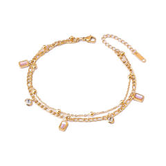 Delicate two layer stainless steel anklet