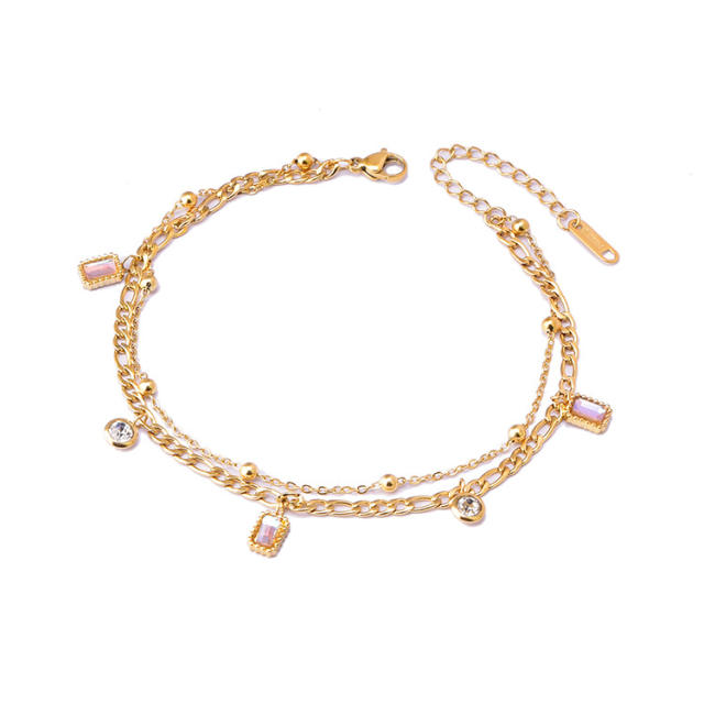 Delicate two layer stainless steel anklet