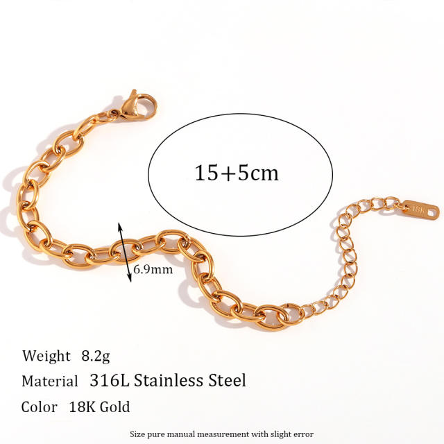 18KG hiphop stainless steel chain necklace bracelet anklet