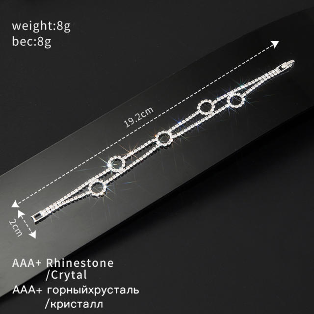 Delicate pave setting rhinestone circle diamond bracelet
