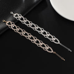 Delicate pave setting rhinestone hollow diamond bracelet