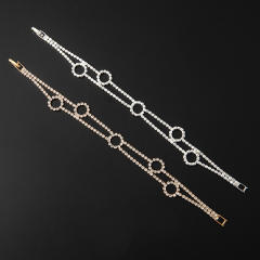 Delicate pave setting rhinestone circle diamond bracelet
