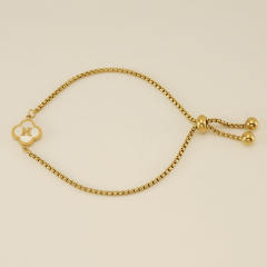 Classic clover initial mother shell stainless steel bracelet