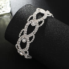 Delicate pave setting rhinestone hollow diamond bracelet