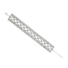 Delicate pave setting rhinestone diamond bracelet