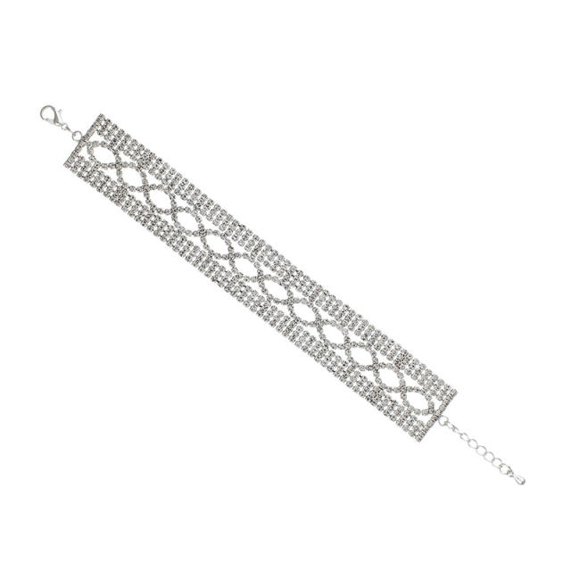 Delicate pave setting rhinestone diamond bracelet