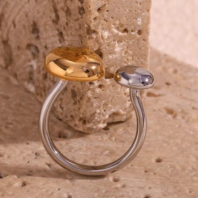 18KG two tone chunky stainless steel rings