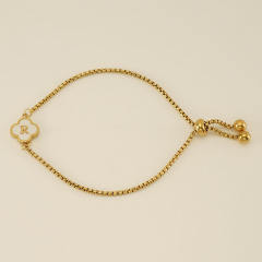 Classic clover initial mother shell stainless steel bracelet