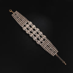 Delicate pave setting rhinestone wedding diamond bracelet