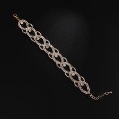 Delicate pave setting rhinestone hollow diamond bracelet