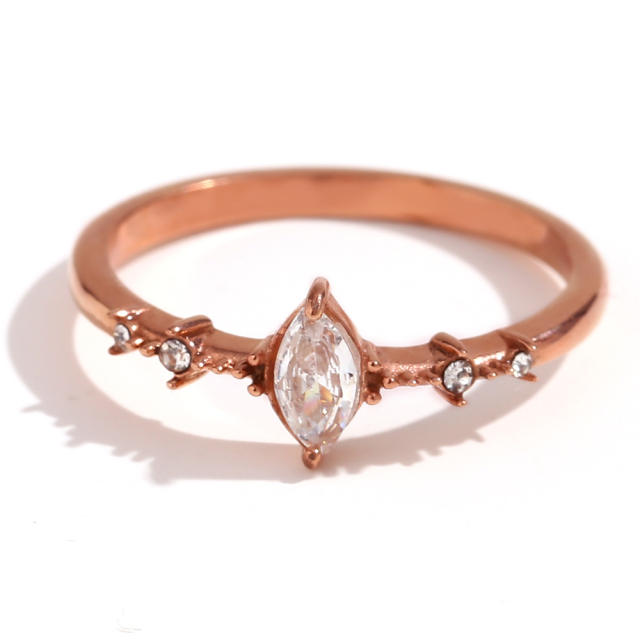 18KG rose gold color stainless steel diamond rings