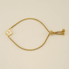 Classic clover initial mother shell stainless steel bracelet