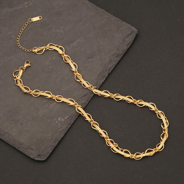 Personality gold color stainless steel chain necklace