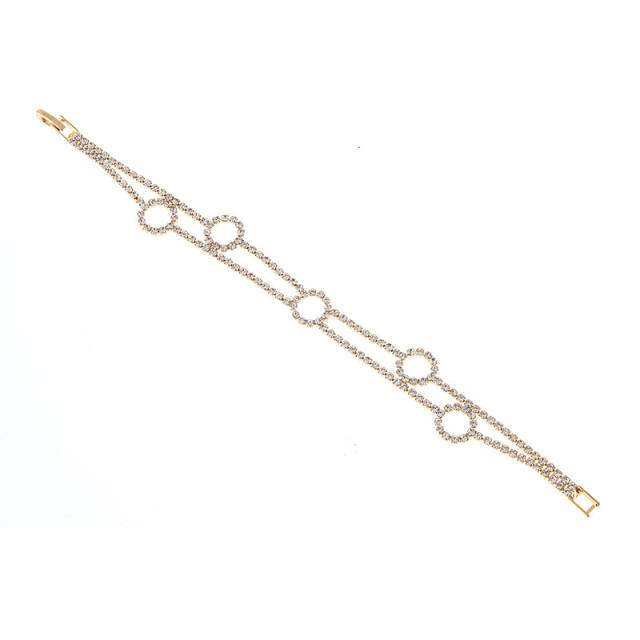 Delicate pave setting rhinestone circle diamond bracelet