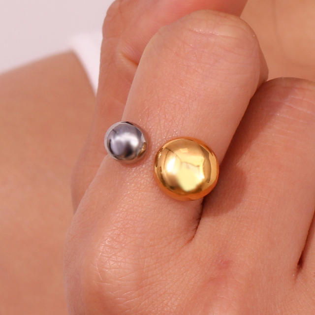 18KG two tone chunky stainless steel rings