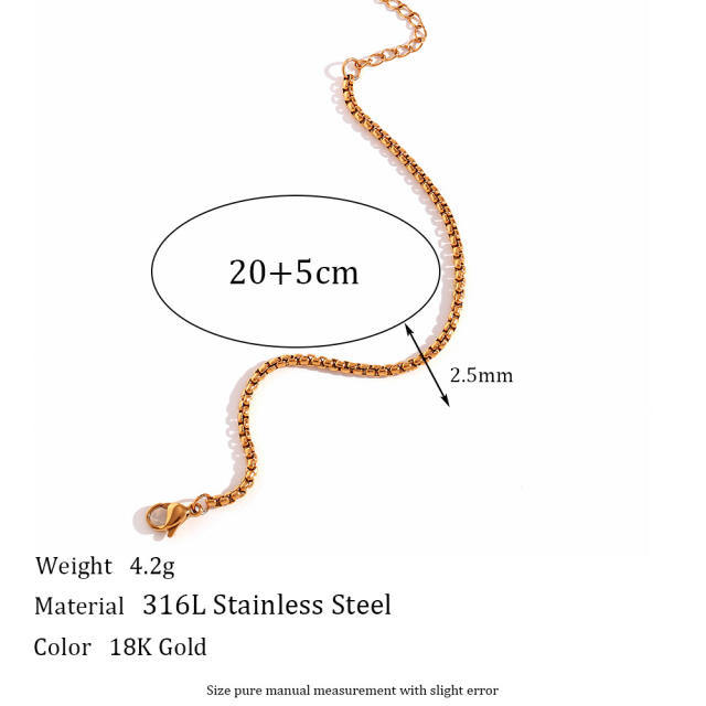 18KG simple stainless steel chain necklace waist chain anklet bracelet