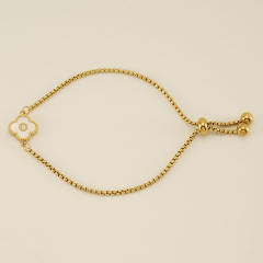 Classic clover initial mother shell stainless steel bracelet
