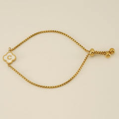 Classic clover initial mother shell stainless steel bracelet