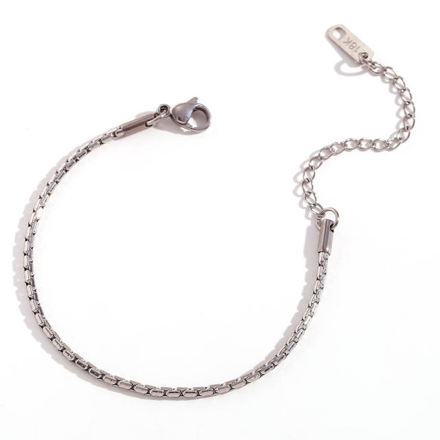 Basic simple stainless steel chain bracelet silver