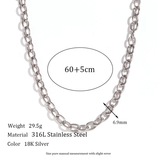18KG hiphop stainless steel chain necklace bracelet anklet