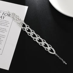 Delicate pave setting rhinestone hollow diamond bracelet