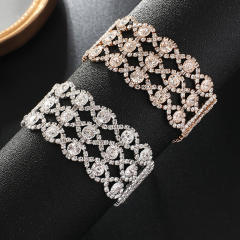 Delicate pave setting rhinestone wedding diamond bracelet