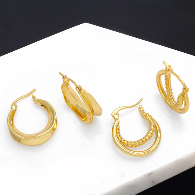 INS 18K gold plated copper hoop earrings