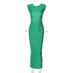 Sexy plain color stain backless maxi bodycon dress