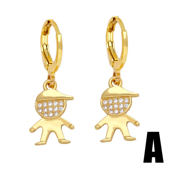 Delicate boy girl gold plated copper huggie earrings