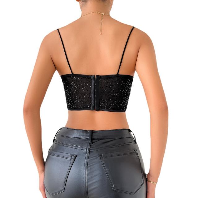 Sexy gliter cropped corset tops camis